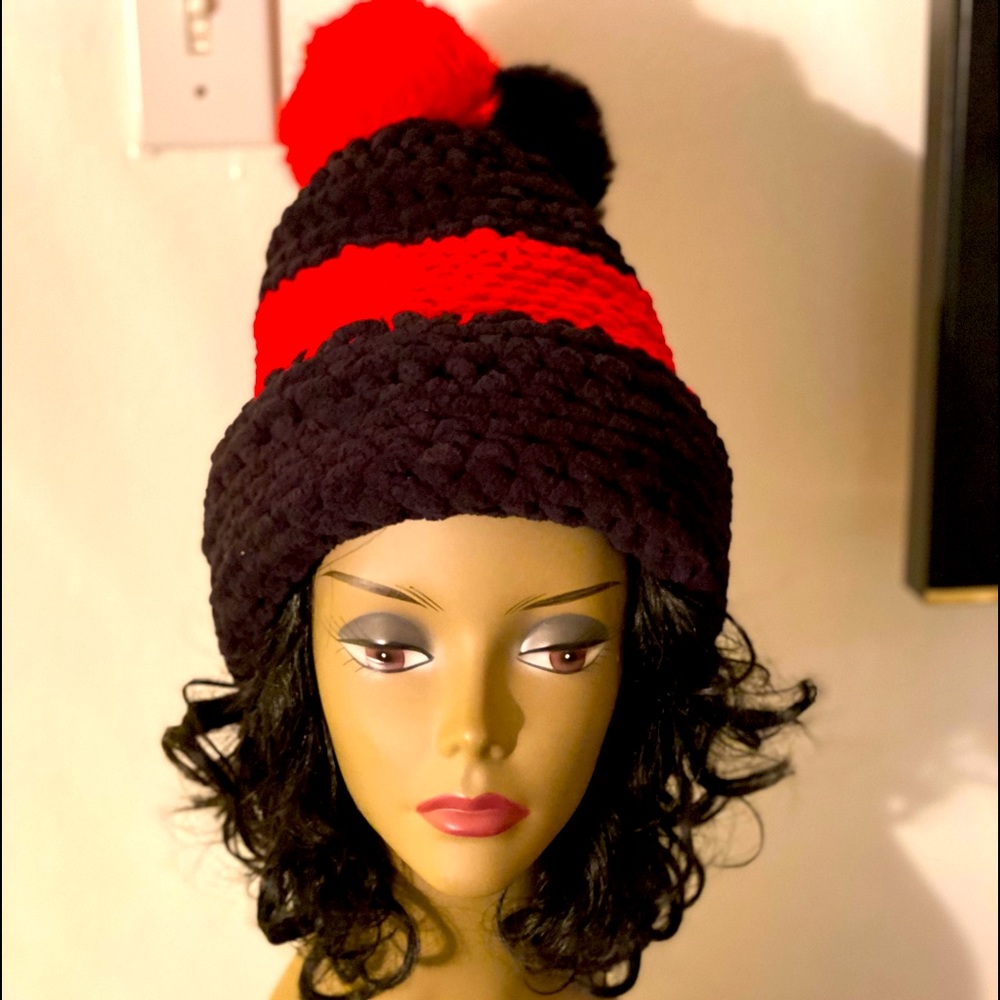 Holiday red and black hat